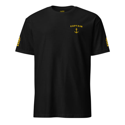 Captain T-shirt left chest and sleeves embroidery (Choose epaulettes type)