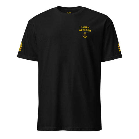 Chief Officer t-shirt left chest and sleeves embroidery (Choose epaulettes)