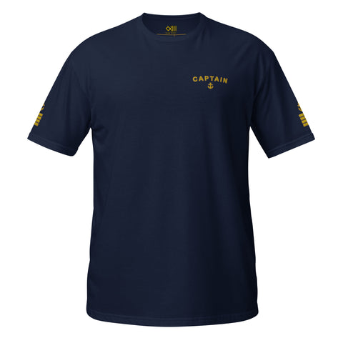 Captain uniform T-shirt with left chest and sleeves embroidery