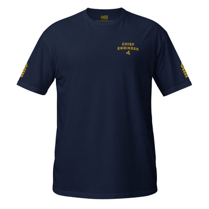 Chief Engineer T-shirt left chest and sleeves embroidery (Choose epaulettes style)