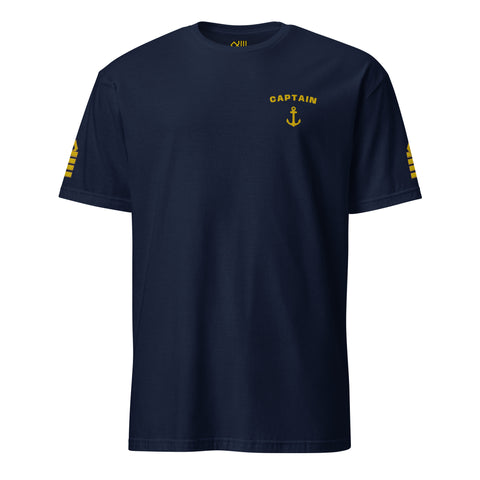 Captain uniform T-shirt with left chest and sleeves embroidery