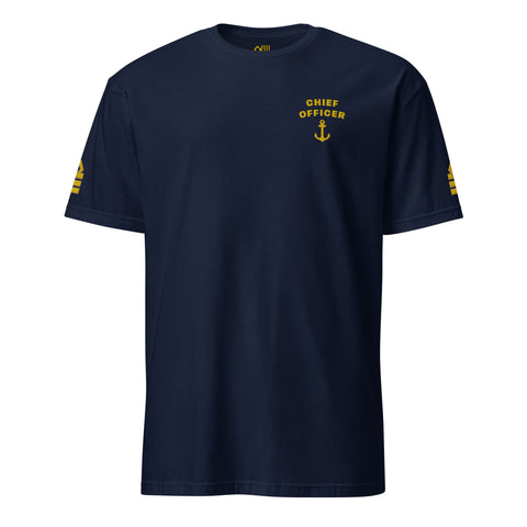 Chief Officer t-shirt left chest and sleeves embroidery (Choose epaulettes)