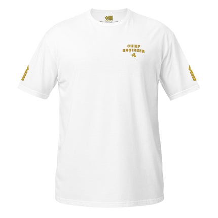 Chief Engineer T-shirt left chest and sleeves embroidery (Choose epaulettes style)