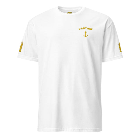 Captain uniform T-shirt with left chest and sleeves embroidery