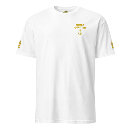 Chief Officer t-shirt left chest and sleeves embroidery (Choose epaulettes)