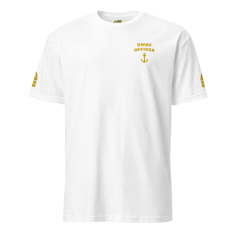 Chief Officer t-shirt left chest and sleeves embroidery (Choose epaulettes)