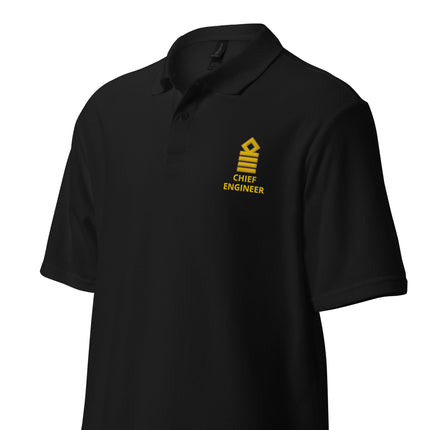 Poloshirt für die Uniform des Chefingenieurs mit Stickerei auf der linken Brust.