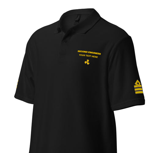 Second Engineer uniform polo with personalized embroidery.