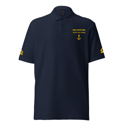 Poloshirt der Uniform des Dritten Offiziers mit personalisierter Stickerei.