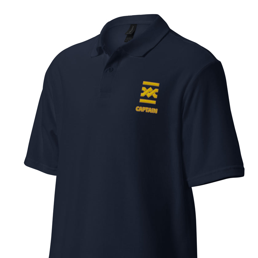 Captain uniform polo with left chest embroidery