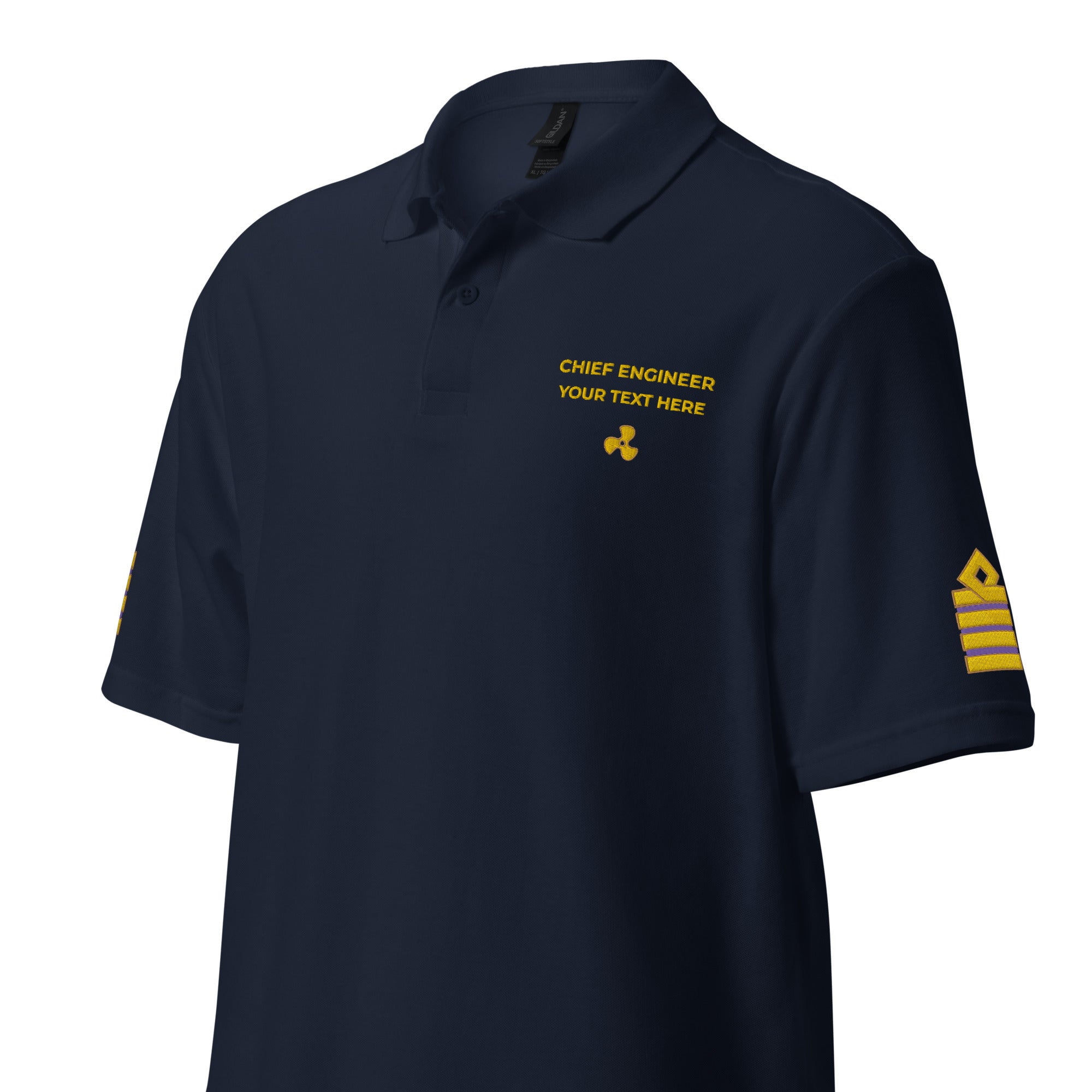 Polo de uniforme de Ingeniero Jefe con bordado personalizado.