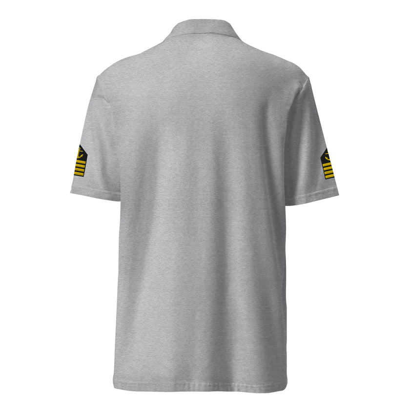 Captain's uniform polo with left chest and sleeves embroidery. - IamSEAWOLF shop