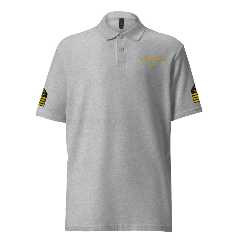 Captain's uniform polo with left chest and sleeves embroidery. - IamSEAWOLF shop