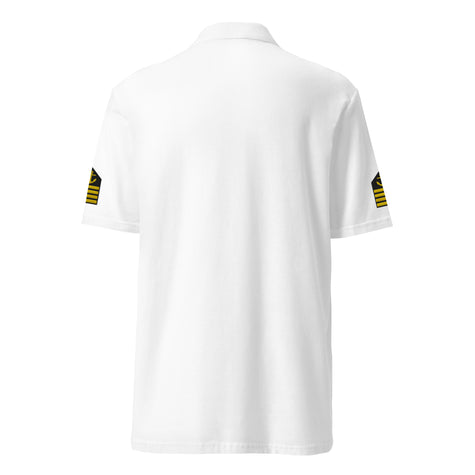 Captain's uniform polo with left chest and sleeves embroidery. - IamSEAWOLF shop
