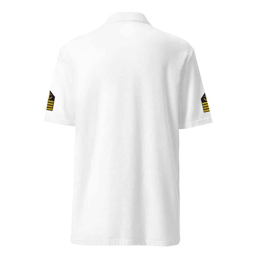 Captain's uniform polo with left chest and sleeves embroidery. - IamSEAWOLF shop