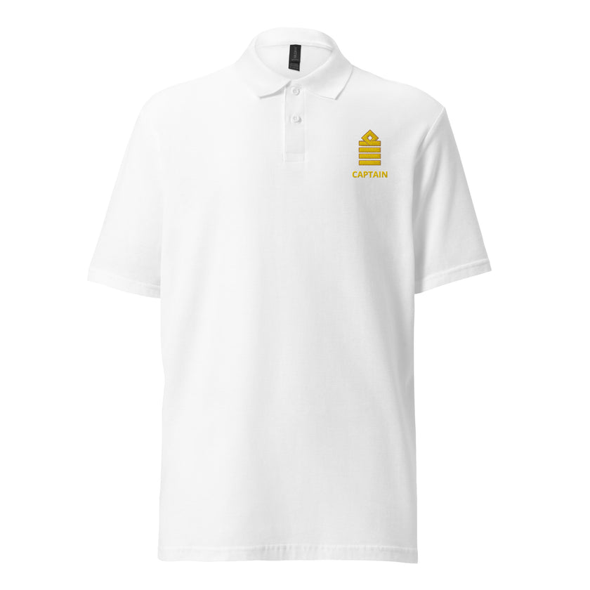 Captain uniform polo with left chest embroidery