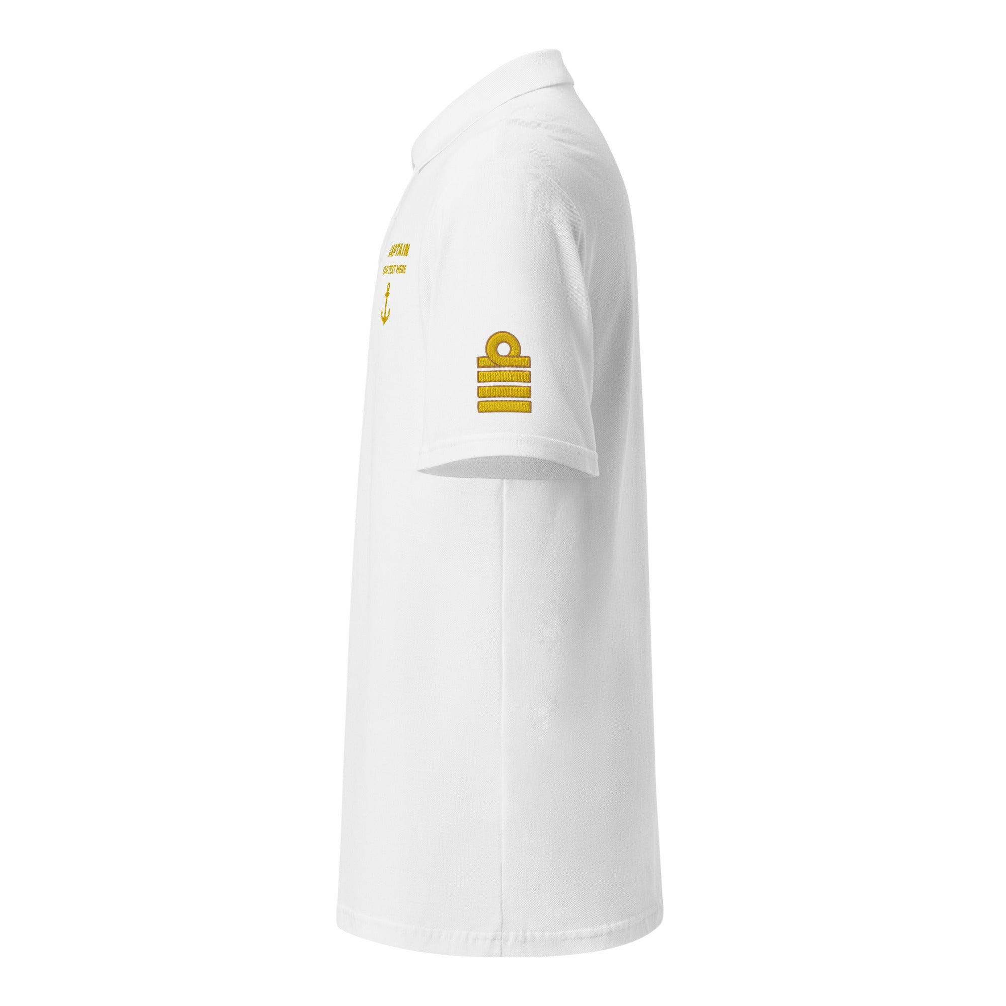 Captain Polo Shirt with Embroidered Epaulettes & Custom Rank Text