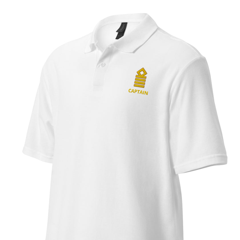 Captain uniform polo with left chest embroidery - IamSEAWOLF shop