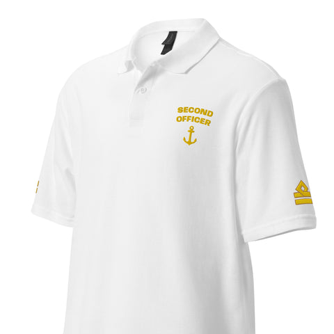 Second Officer uniform polo with left chest and sleeves embroidery.