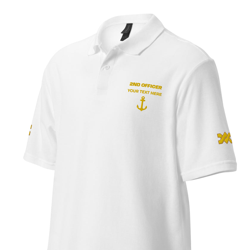 Poloshirt für die Uniform des Zweiten Offiziers mit personalisierter Stickerei