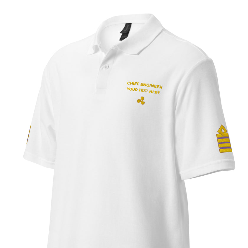 Chief Engineer uniform polo with personalized embroidery. - IamSEAWOLF shop
