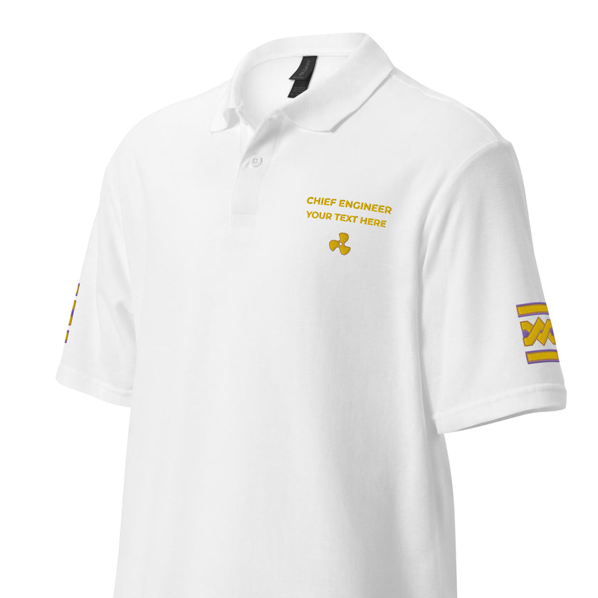 Chief Engineer uniform polo with personalized embroidery. - IamSEAWOLF shop