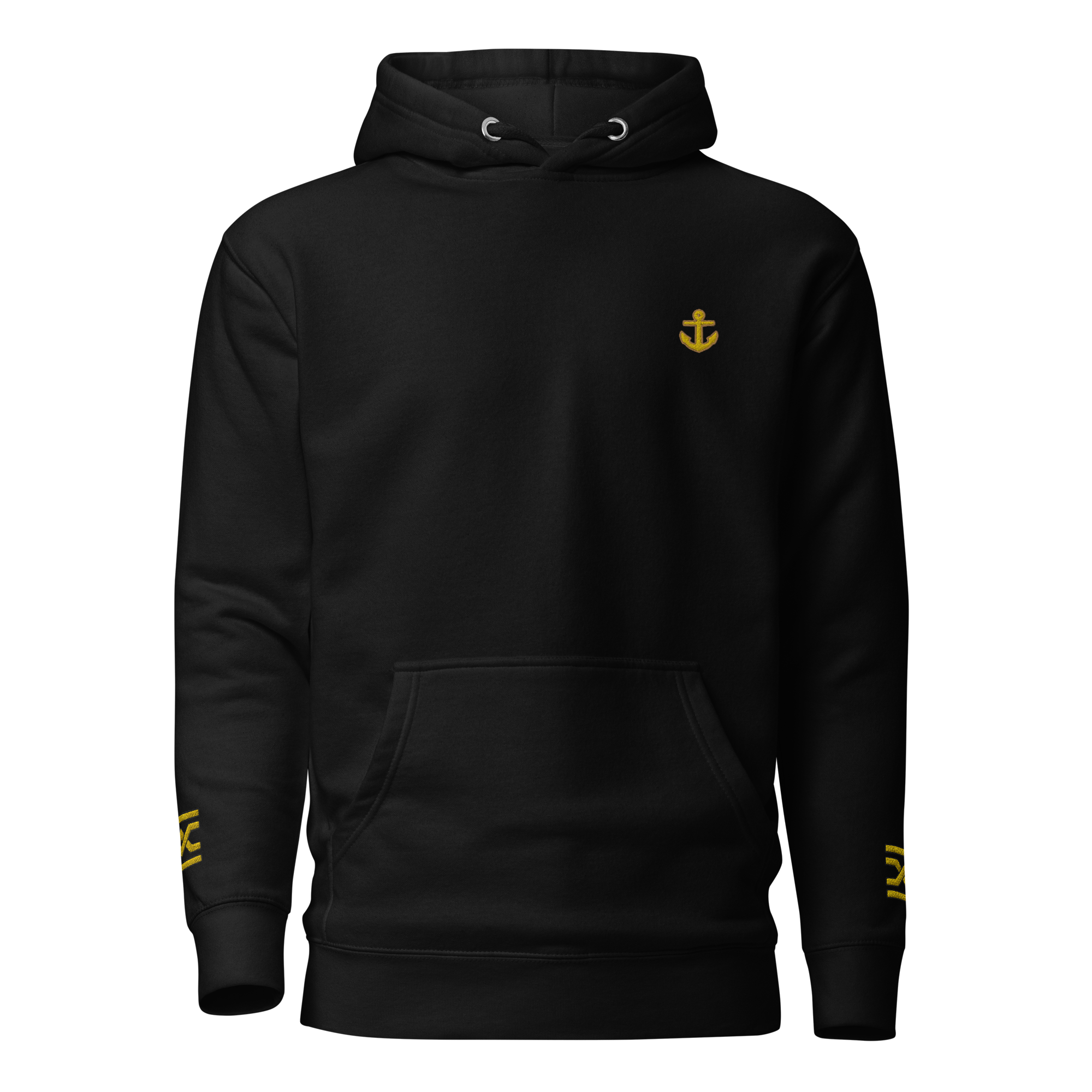 Hoodie left chest and sleeves embroidery (Choose epaulettes style)