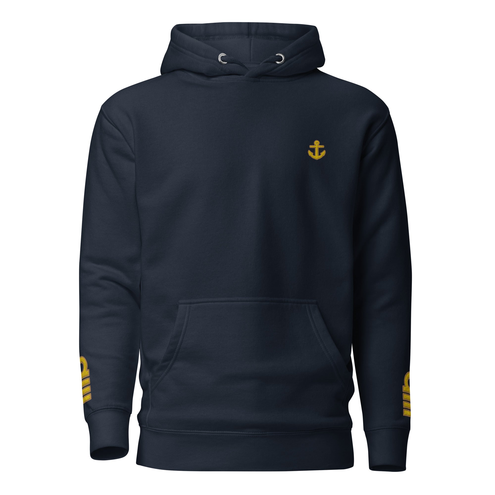 Captain Hoodie left chest and sleeves embroidery (Choose epaulettes style)