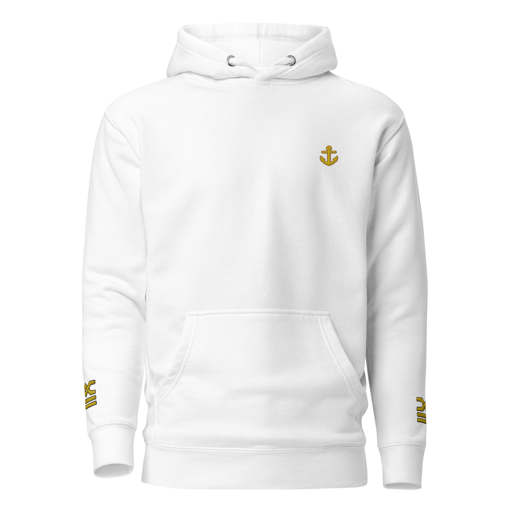 Hoodie left chest and sleeves embroidery (Choose epaulettes style)