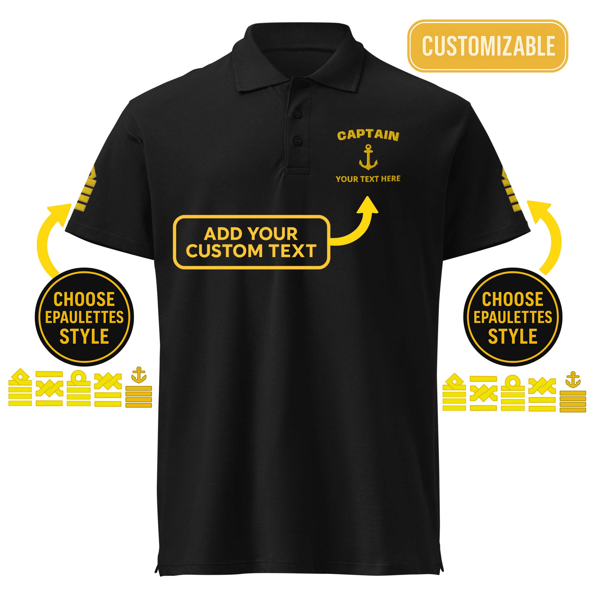 Captain Rank Polo – Personalized with Epaulettes