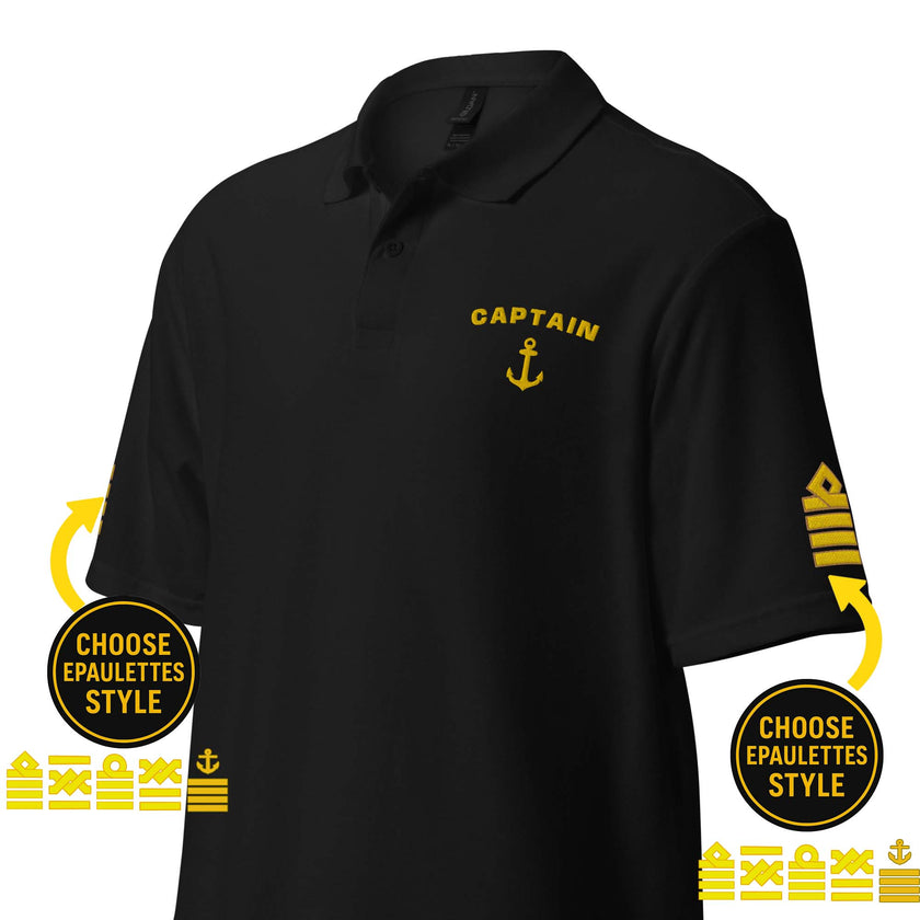 Captain uniform polo shirt with embroidery.