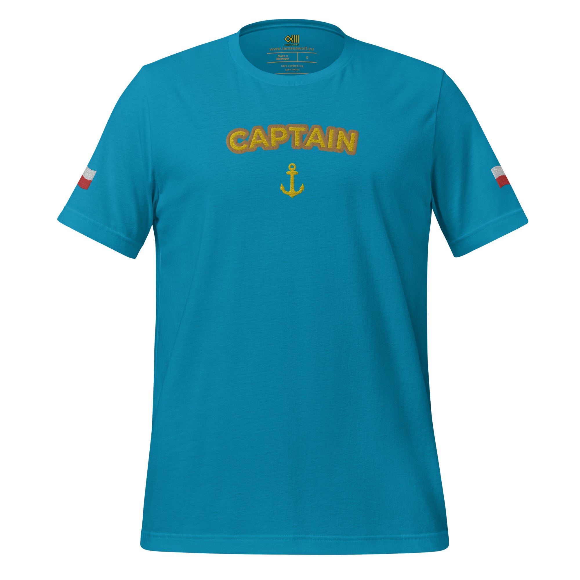 T-shirt with embroidery Captain and Polish flag - IamSEAWOLF shop