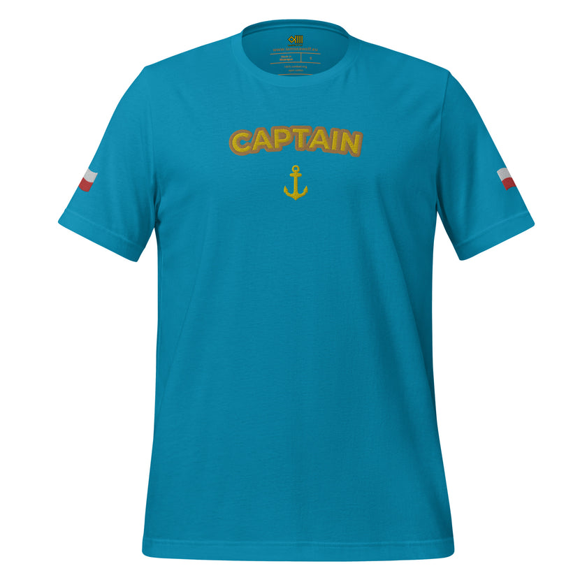 T-shirt with embroidery Captain and Polish flag - IamSEAWOLF shop
