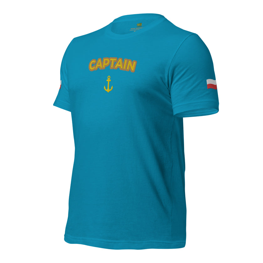 T-shirt with embroidery Captain and Polish flag - IamSEAWOLF shop