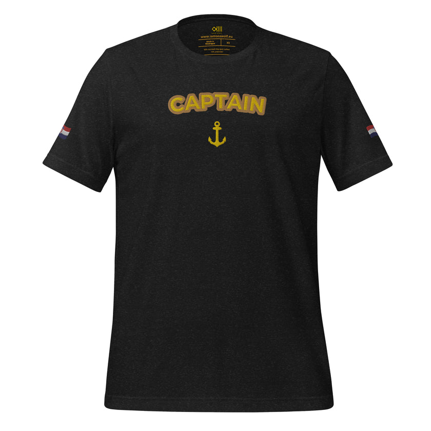 T-shirt with embroidery Captain and Croatian flag - IamSEAWOLF shop
