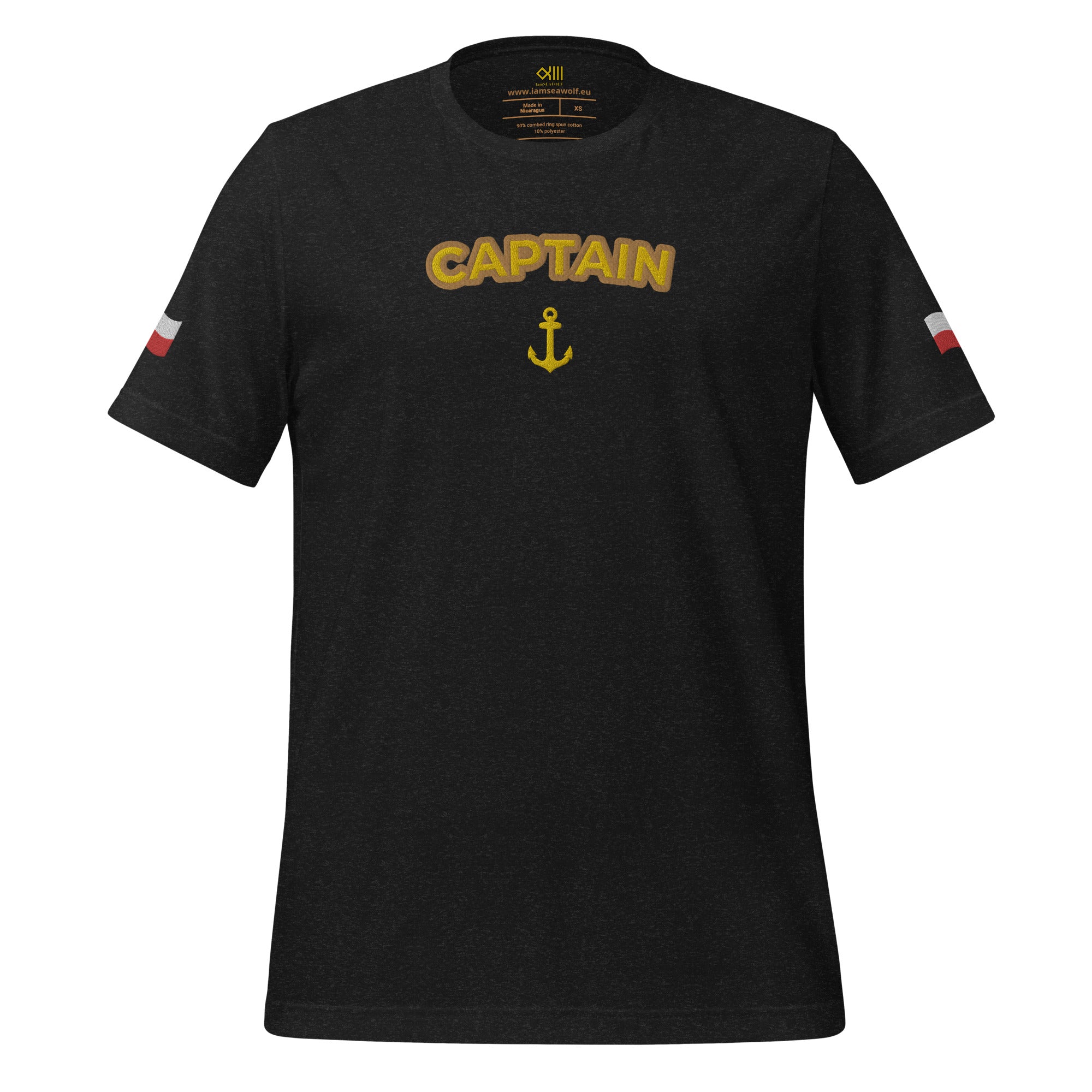 T-shirt with embroidery Captain and Polish flag - IamSEAWOLF shop