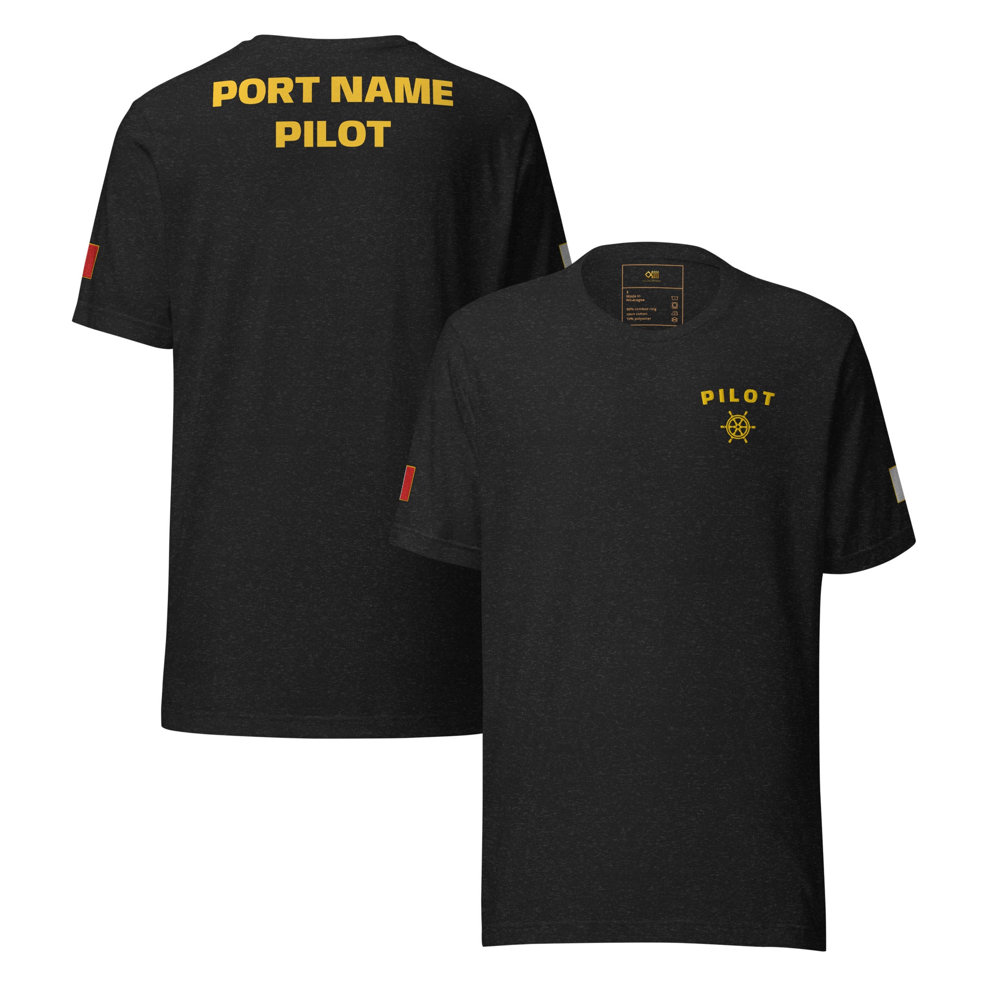 Harbour pilot uniform t-shirt with embroidered insignia and personalized back print
