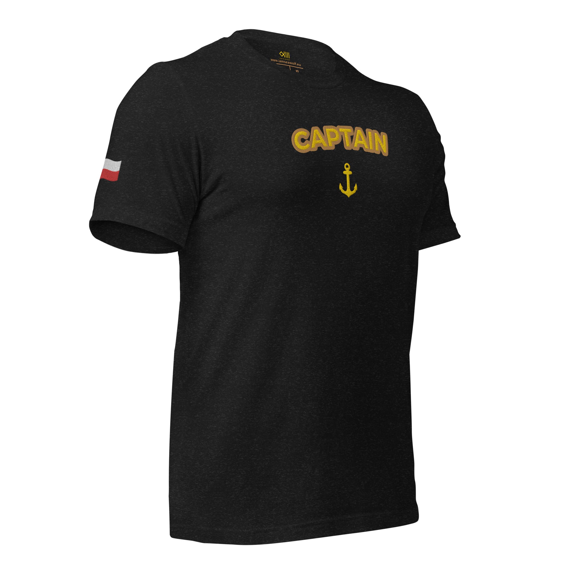 T-shirt with embroidery Captain and Polish flag - IamSEAWOLF shop