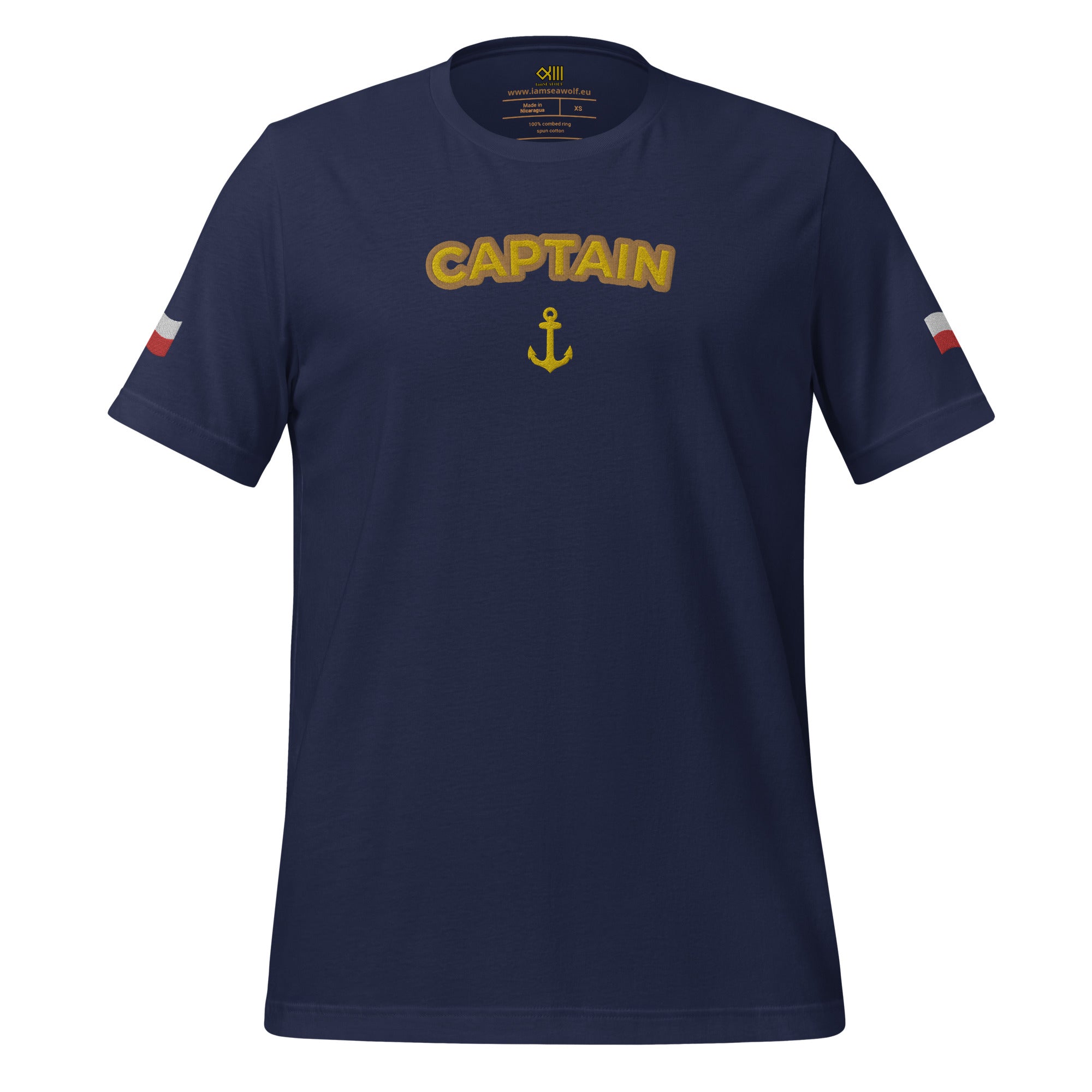 T-shirt with embroidery Captain and Polish flag