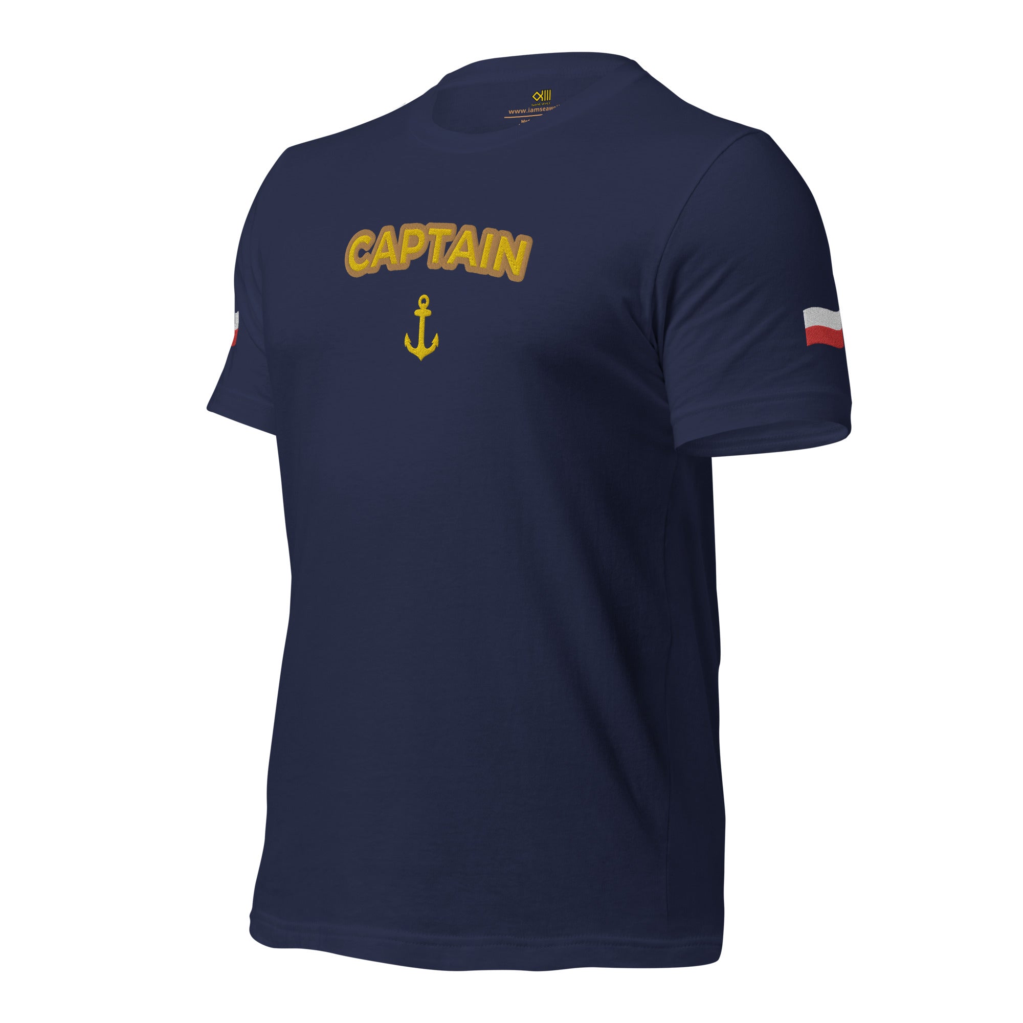 T-shirt with embroidery Captain and Polish flag