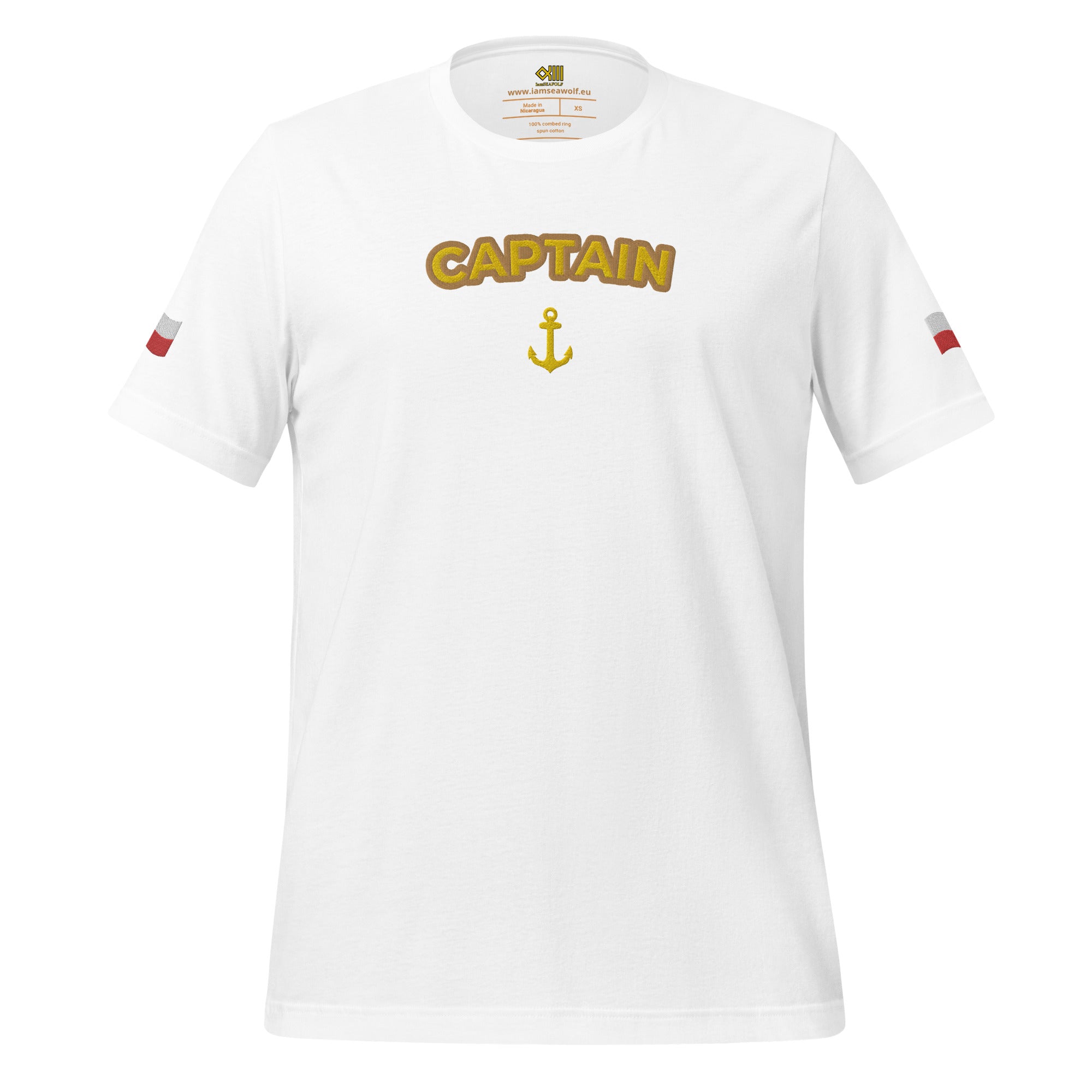 T-shirt with embroidery Captain and Polish flag - IamSEAWOLF shop