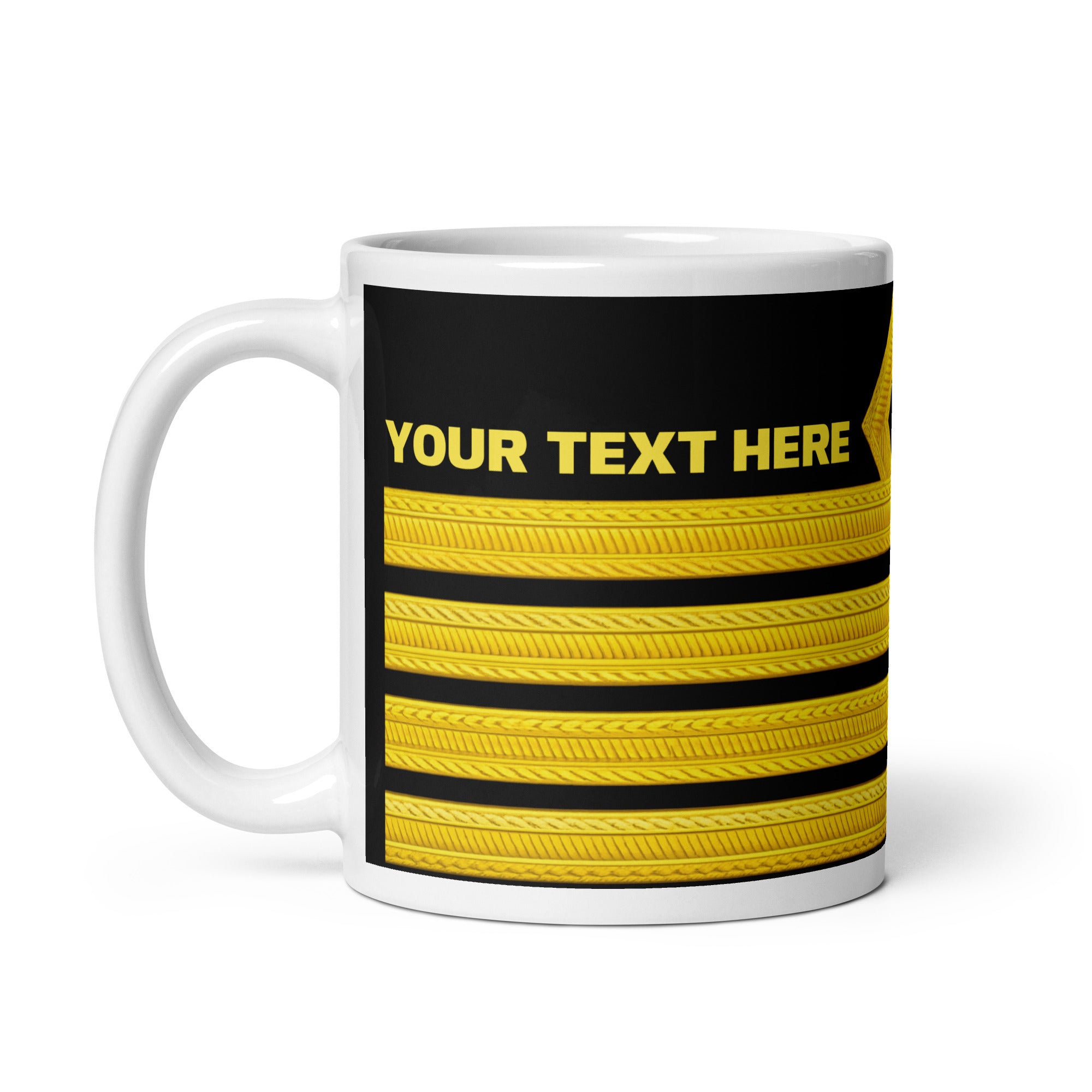 Personalized Captain mug with epaulette design and custom text