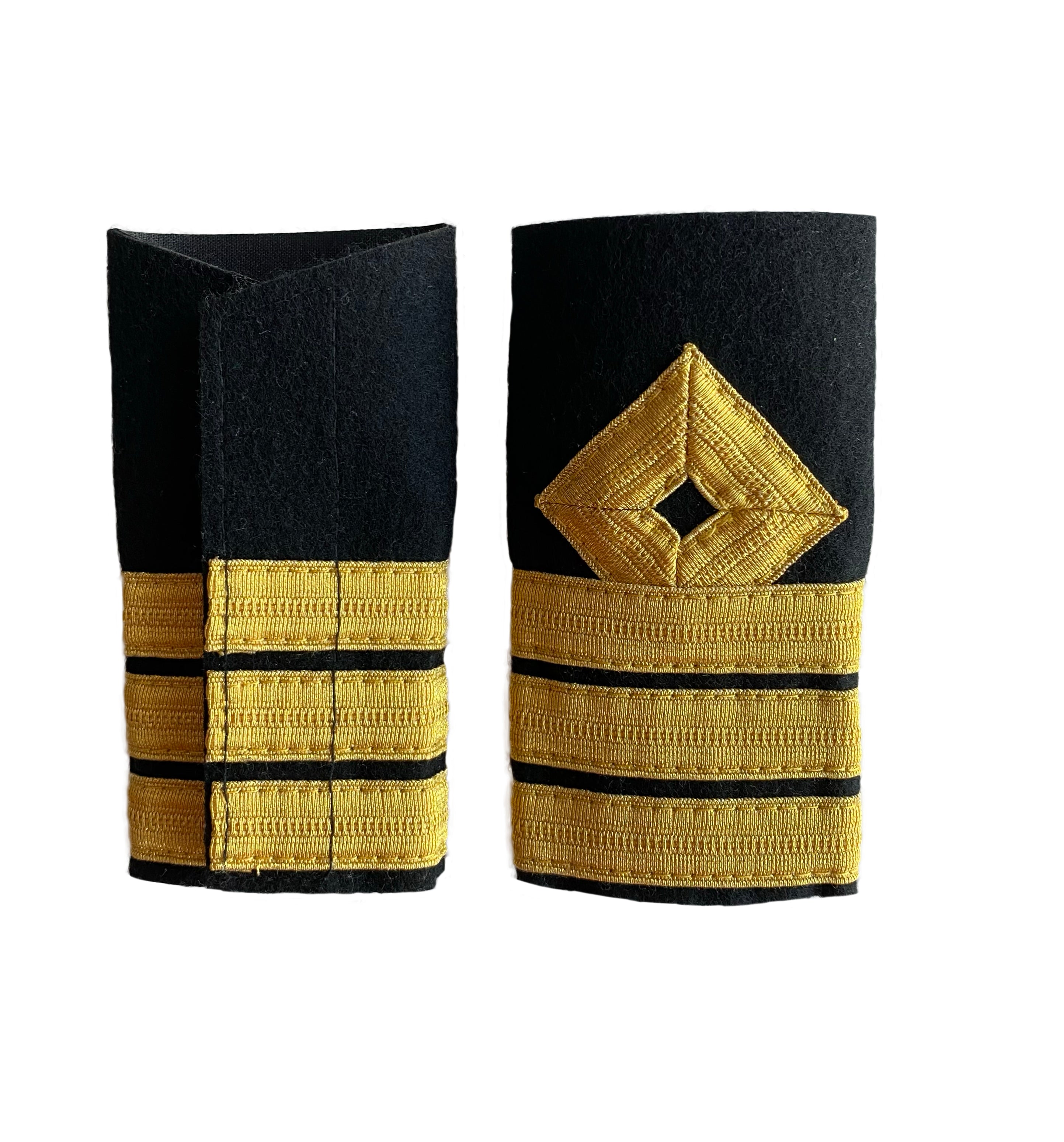 Merchant navy epaulette Merchant navy Epaulettes. 3 gold stripes and diamond . Chief Officer. 2nd engineer